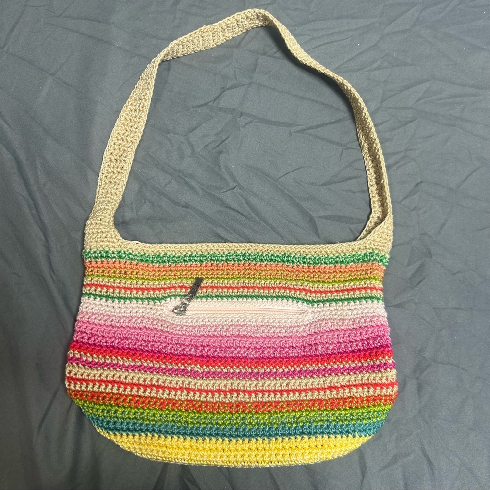 The Sak Rainbow Stripe Crochet Purse Handbag Shoulder Bag Boho Festival Y2k
